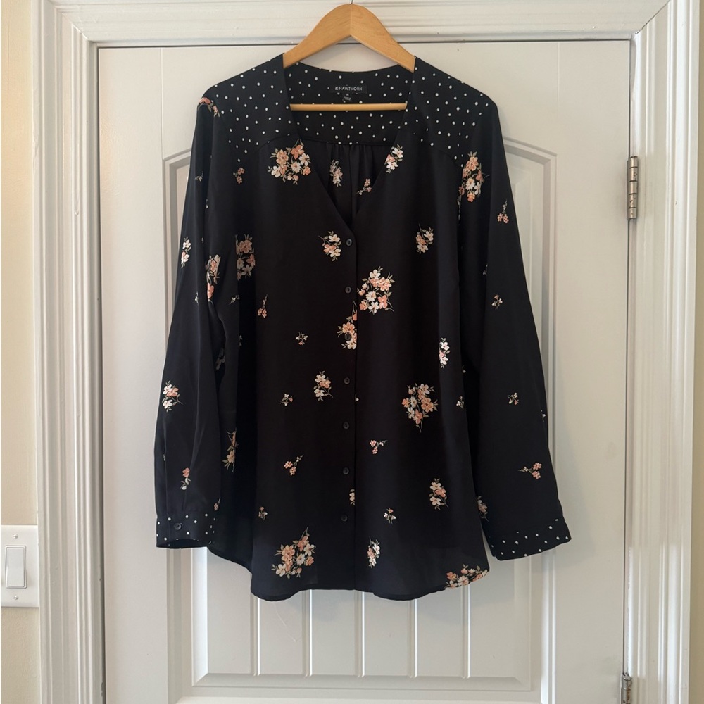41 Hawthorn Black Floral Blouse with Stud Accents - Picture 5 of 9